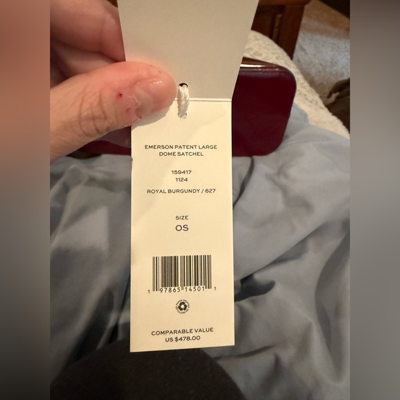 🌺NWT Tory Burch Emerson Patent Large Dome Satchel IN ROYAL BURGUNDY🌺 - Picture 7 of 12